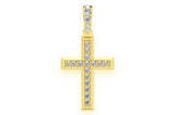 Men's 14K Solid Gold Angled Cross Pendant Fine Jewelry 0.33 CTW