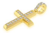 Men's 14K Solid Gold Angled Cross Pendant Fine Jewelry 0.33 CTW