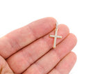 Men's 14K Solid Gold Angled Cross Pendant Fine Jewelry 0.33 CTW