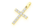 Small One Row Moissanite Cross Pendant 14k Gold - 0.55 CTW