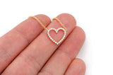 Open Heart Diamond Necklace Connected 14k Solid Gold - 0.35 CTW