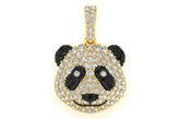 Panda Head Black & White Diamond Pendant 14k Solid Gold -1.00 CTW
