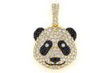 Panda Head Black & White Diamond Pendant 14k Solid Gold -1.00 CTW