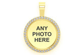 Round Picture Memory Diamond Pendant 14k Solid Gold - 0.33 CTW