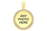 Round Picture Memory Diamond Pendant 14k Solid Gold - 0.33 CTW