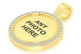 Round Picture Memory Diamond Pendant 14k Solid Gold - 0.33 CTW