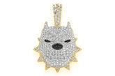 Pitbull Spiked Collar Diamond Pendant 14k Solid Gold -1.25 CTW