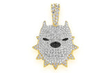 Pitbull Spiked Collar Diamond Pendant 14k Solid Gold -1.25 CTW