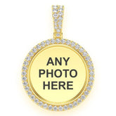 Round Picture Memory Diamond Pendant 14k Solid Gold - 1.50 CTW