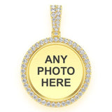 Round Picture Memory Diamond Pendant 14k Solid Gold - 1.50 CTW