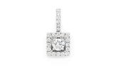 Square Halo Diamond Pendant 14k Solid Gold - 0.50 CTW