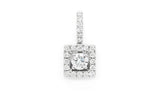 Square Halo Diamond Pendant 14k Solid Gold - 0.50 CTW