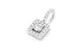 Square Halo Diamond Pendant 14k Solid Gold - 0.50 CTW