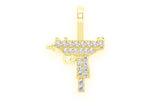 Uzi Diamond Pendant 14k Solid Gold - 0.30 CTW