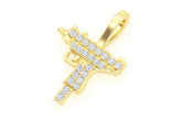 Uzi Diamond Pendant 14k Solid Gold - 0.30 CTW