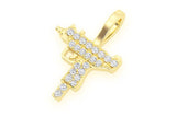 Uzi Diamond Pendant 14k Solid Gold - 0.30 CTW