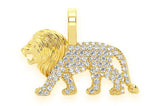Walking Lion Diamond Pendant 14k Solid Gold - 0.30 CTW