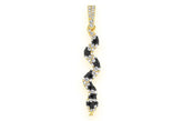 Snake Black & White Diamond Pendant 14k Solid Gold - 0.60 CTW
