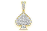 Spade Double Layer Diamond Pendant 14k Solid Gold - 2.00 CTW