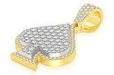 Spade Double Layer Diamond Pendant 14k Solid Gold - 2.00 CTW