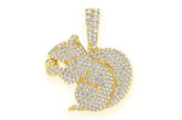 Squirrel Diamond Pendant 14k Solid Gold -1.25 CTW