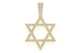 Star Of David Diamond Pendant 14k Solid Gold - 1.9 CTW