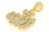 Custom Arabic Letter Diamond Pendant 14K Solid Gold - 1.66 CTW