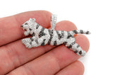 Striped Tiger Black & White Diamond Pendant 14k Solid Gold - 3.50 CTW