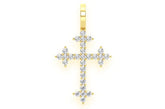 Gold Cross Pendant Men's Three Point Diamond Charm