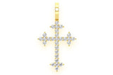 Gold Cross Pendant Men's Three Point Diamond Charm