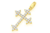 Gold Cross Pendant Men's Three Point Diamond Charm