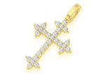 Gold Cross Pendant Men's Three Point Diamond Charm