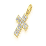 Two Row Cross Pendant 14k Gold VS Lab Grown Diamonds- 0.25 CTW