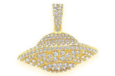 UFO Spaceship Diamond Pendant 14K Solid Gold - 1.30 CTW