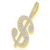 Us Dollar Sign Diamond Pendant 14k Solid Gold - 0.25 CTW