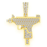 Uzi gun Diamond Pendant 14K Solid Gold - 0.55 CTW