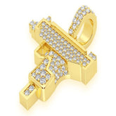 Uzi gun Diamond Pendant 14K Solid Gold - 0.55 CTW