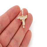 Uzi gun Diamond Pendant 14K Solid Gold - 0.55 CTW