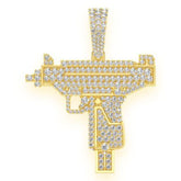 Uzi gun Diamond Pendant 10k Solid Gold - 2.25 CTW