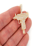 Uzi gun Diamond Pendant 10k Solid Gold - 2.25 CTW