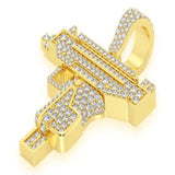 Uzi gun Diamond Pendant 10k Solid Gold - 2.25 CTW