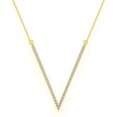 V-Shape Diamond Necklace 14K Solid Gold - 0.33 CTW