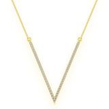V-Shape Diamond Necklace 14K Solid Gold - 0.33 CTW