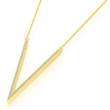 V-Shape Diamond Necklace 14K Solid Gold - 0.33 CTW
