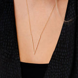 V-Shape Diamond Necklace 14K Solid Gold - 0.33 CTW