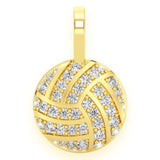 Volleyball Diamond Pendant 14k Solid Gold - 0.50 CTW