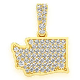 Washington State Diamond Pendant 14k Solid Gold - 0.33 CTW