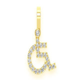 Wheelchair Diamond Pendant 10K Solid Gold - 0.25 CTW