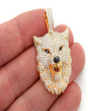 Wolf Diamond Pendant 14k Solid Gold - 4.75 CTW