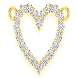 Open Heart Diamond Pendant 10k Solid Gold - 0.15 CTW